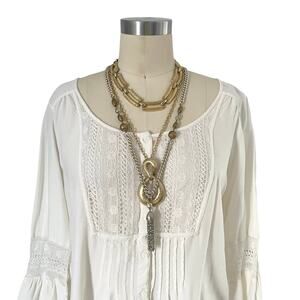 Vintage 70s 80s Gold Layered Necklace Trio: Boho, Modernist, Mod